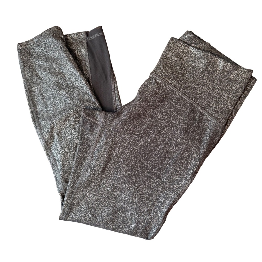 Lululemon Train Times 7/8 Pant 25" Leggings (8)‎ Metallic Mesh Cutout Activewear